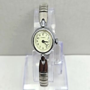 Womens Vintage Timex Watch 17mm Silver Tone Expansion Band Oval Dial Manual Wind